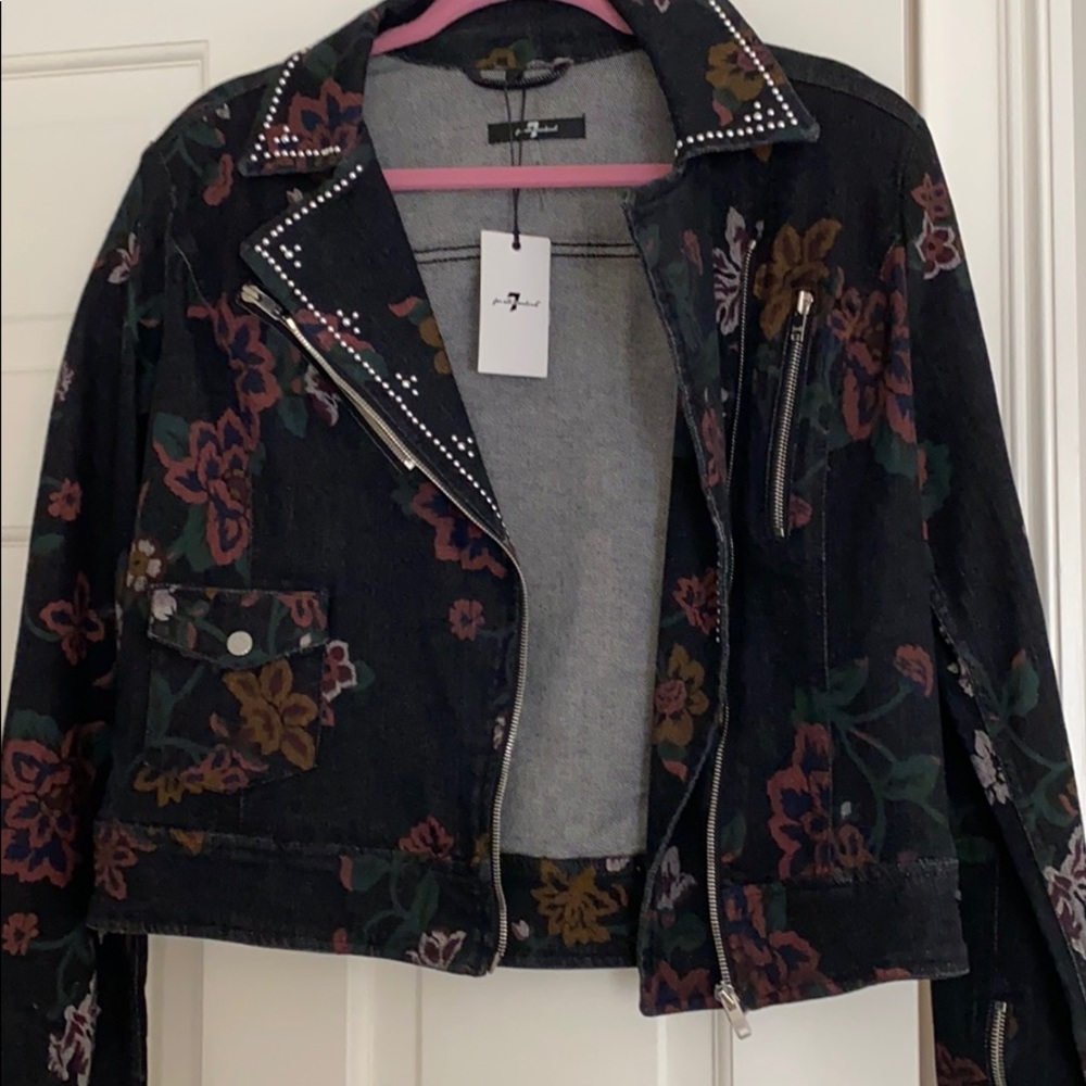 Floral print jean jacket